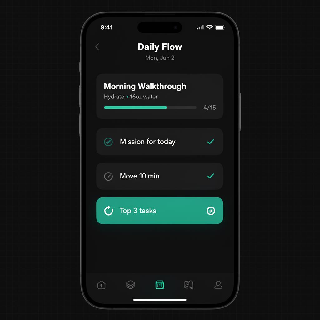 A morning and evening walkthrough — mobile