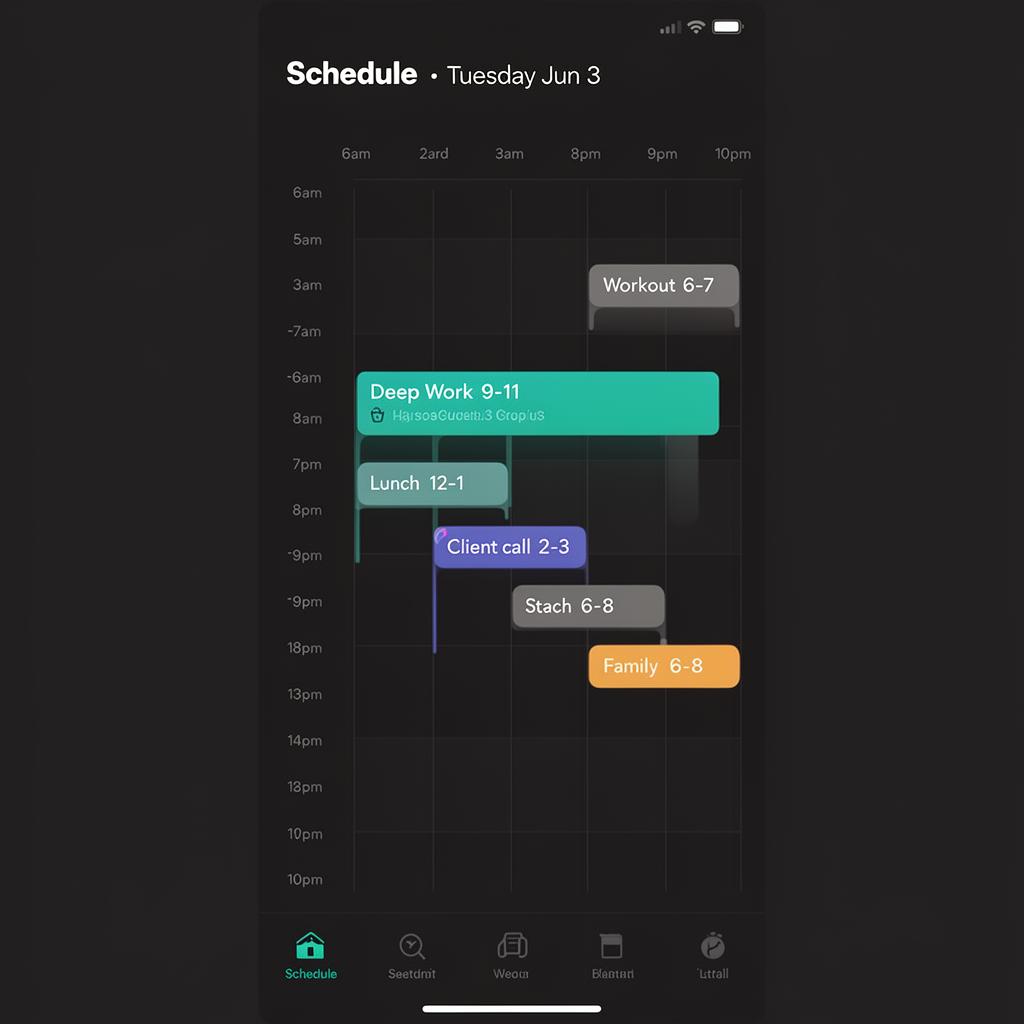 Your day, time-blocked — mobile